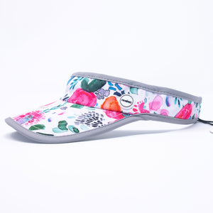 Women's pink painted floral visor hat for running