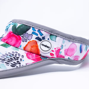Women's pink painted floral visor hat for running